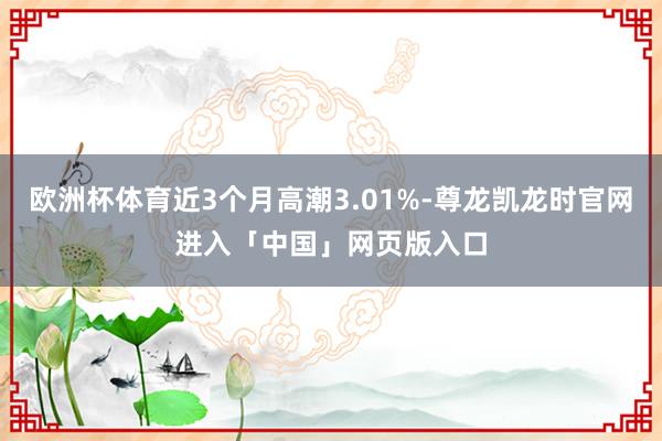 欧洲杯体育近3个月高潮3.01%-尊龙凯龙时官网进入「中国」网页版入口