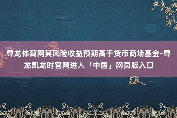 尊龙体育网其风险收益预期高于货币商场基金-尊龙凯龙时官网进入「中国」网页版入口