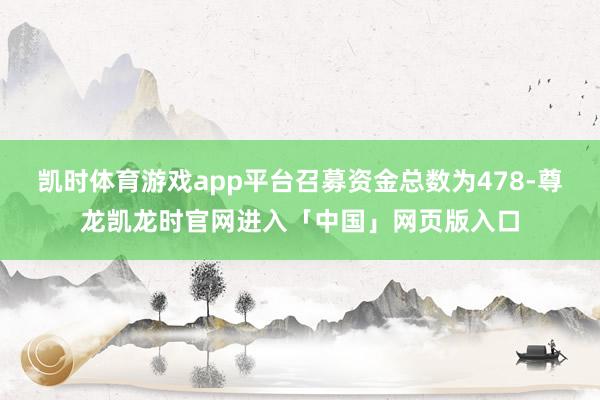 凯时体育游戏app平台召募资金总数为478-尊龙凯龙时官网进入「中国」网页版入口