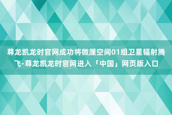 尊龙凯龙时官网成功将微厘空间01组卫星辐射腾飞-尊龙凯龙时官网进入「中国」网页版入口